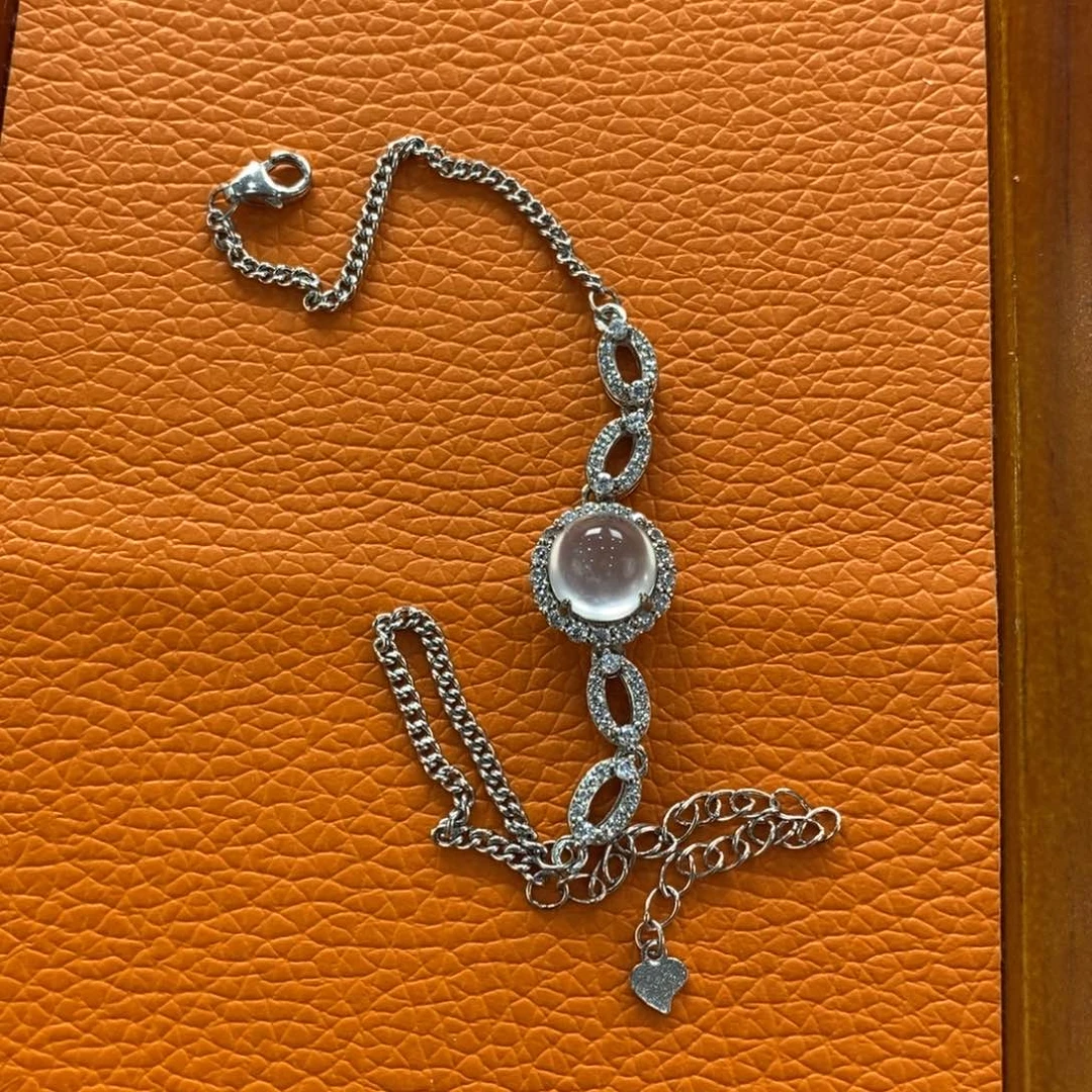 石英质玉吊坠(赠链)银S925镶嵌白****泽