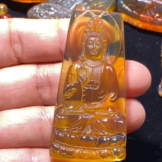 琥珀未镶嵌裸石绿茶正装观音