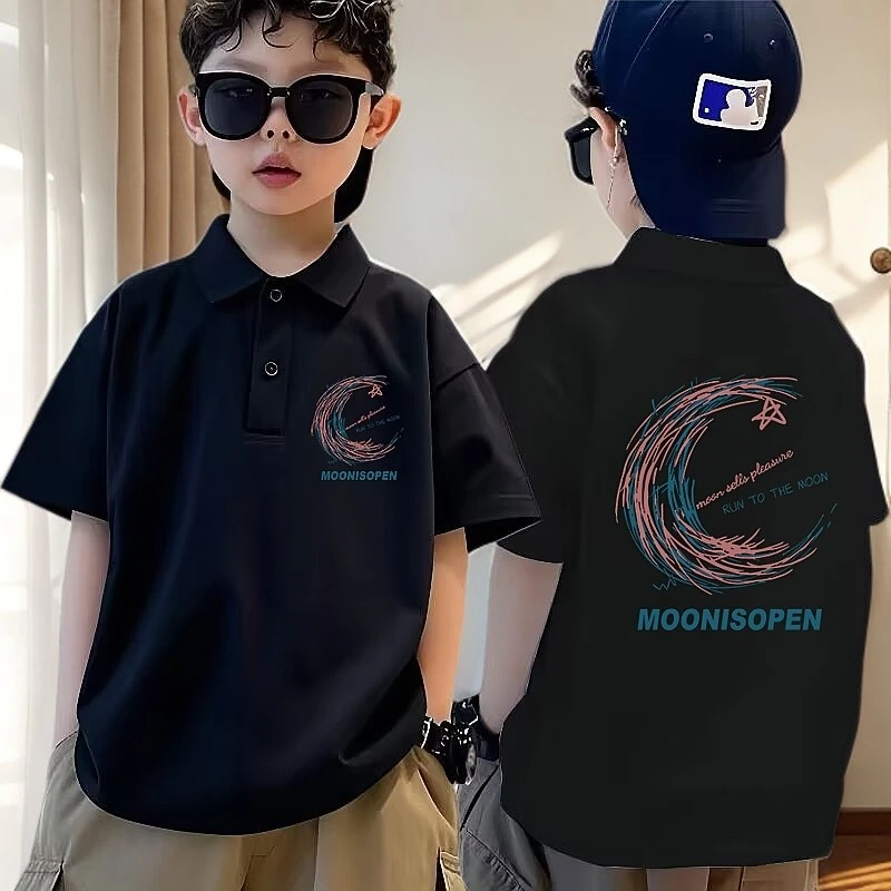 男童polo衫纯棉短袖2025儿童纯棉t恤大童夏装翻领炸街痞帅上衣潮
