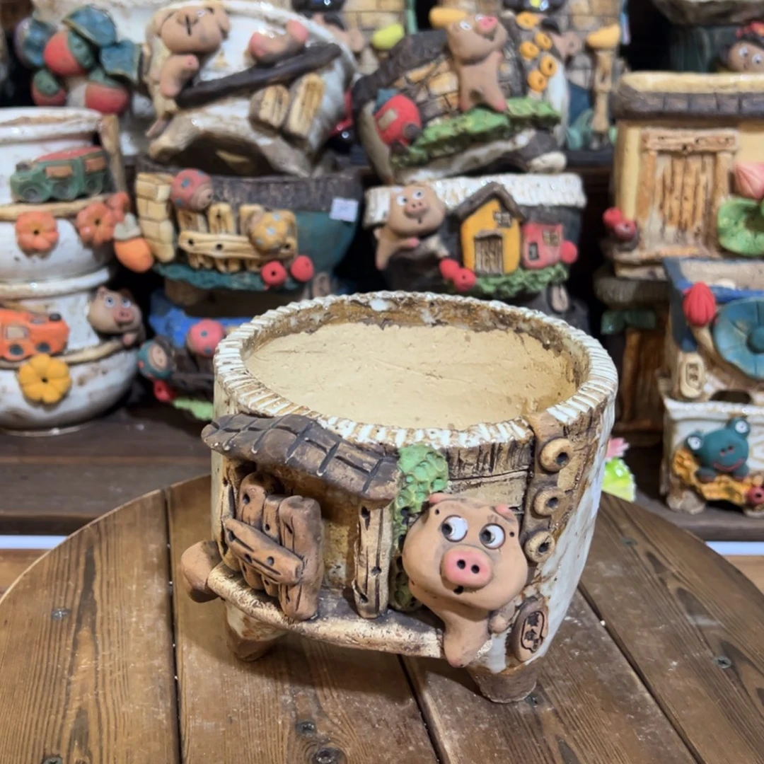 红陶嘻哈多肉花盆