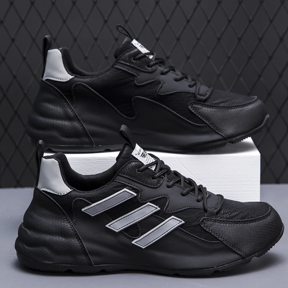 2025时尚男鞋青年皮面春季百搭运动包底鞋时尚个性增高休闲老爹鞋