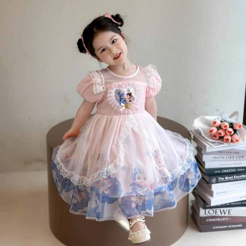 女童夏季哪吒纱裙新款公主洋气爆款连衣裙儿童裙子蓬蓬裙