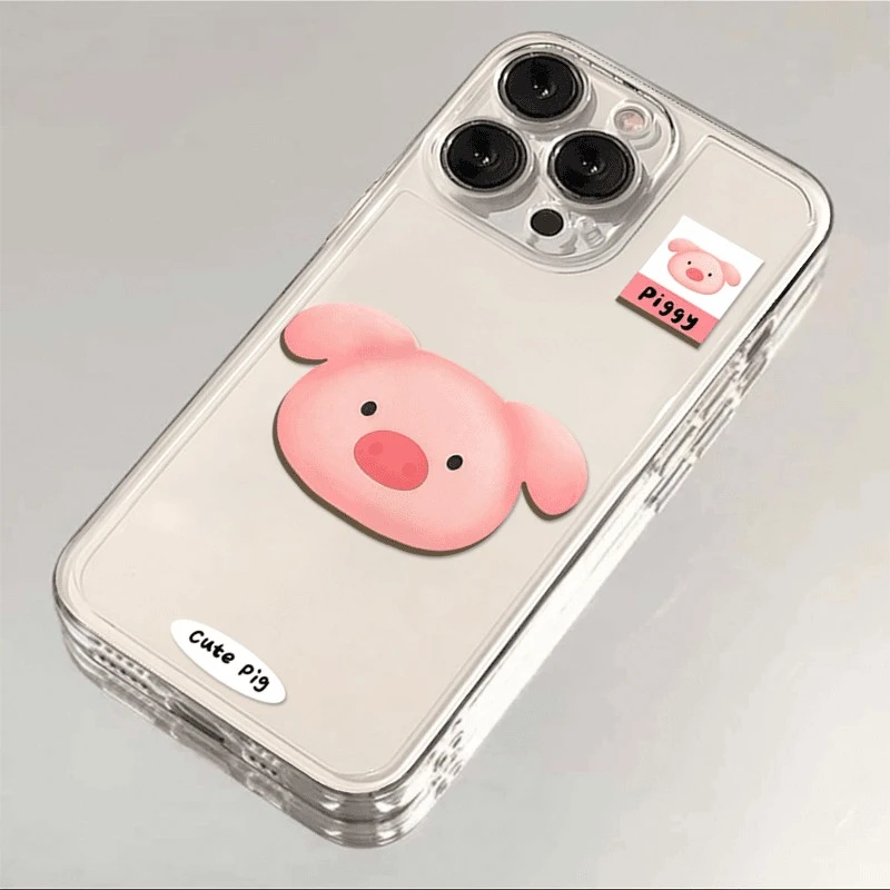涂鸦小猪适用苹果16PROMAX手机壳iPhone15Plus新款14/13/12透明软