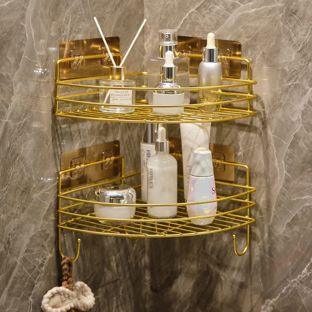 免打孔转角置物架卫生间置物架挂架宿舍收纳神器厕所间浴室三角架