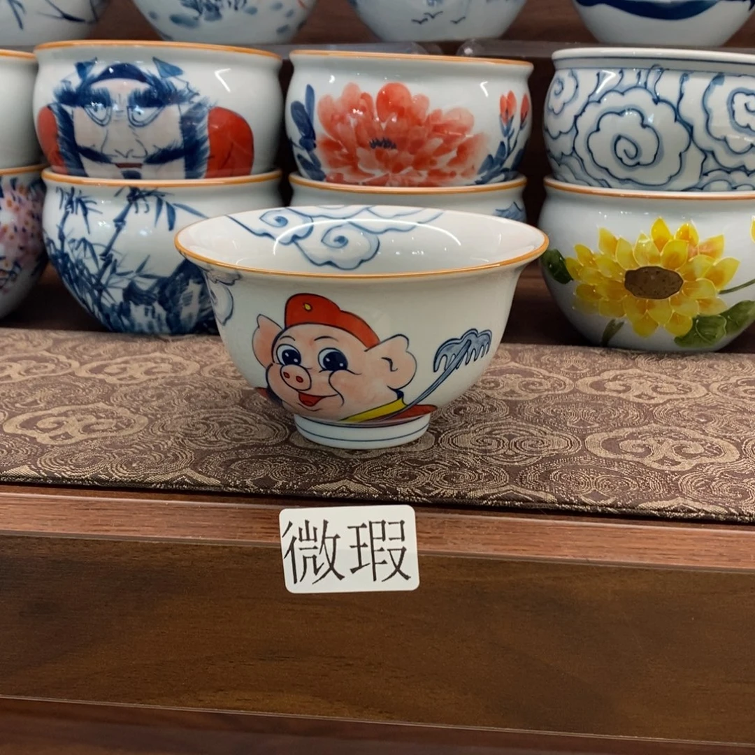 釉下彩老陶泥手工绘制