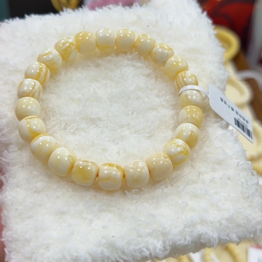 蜜蜡手链未镶嵌用****89.5m金瓷白妖花未品控