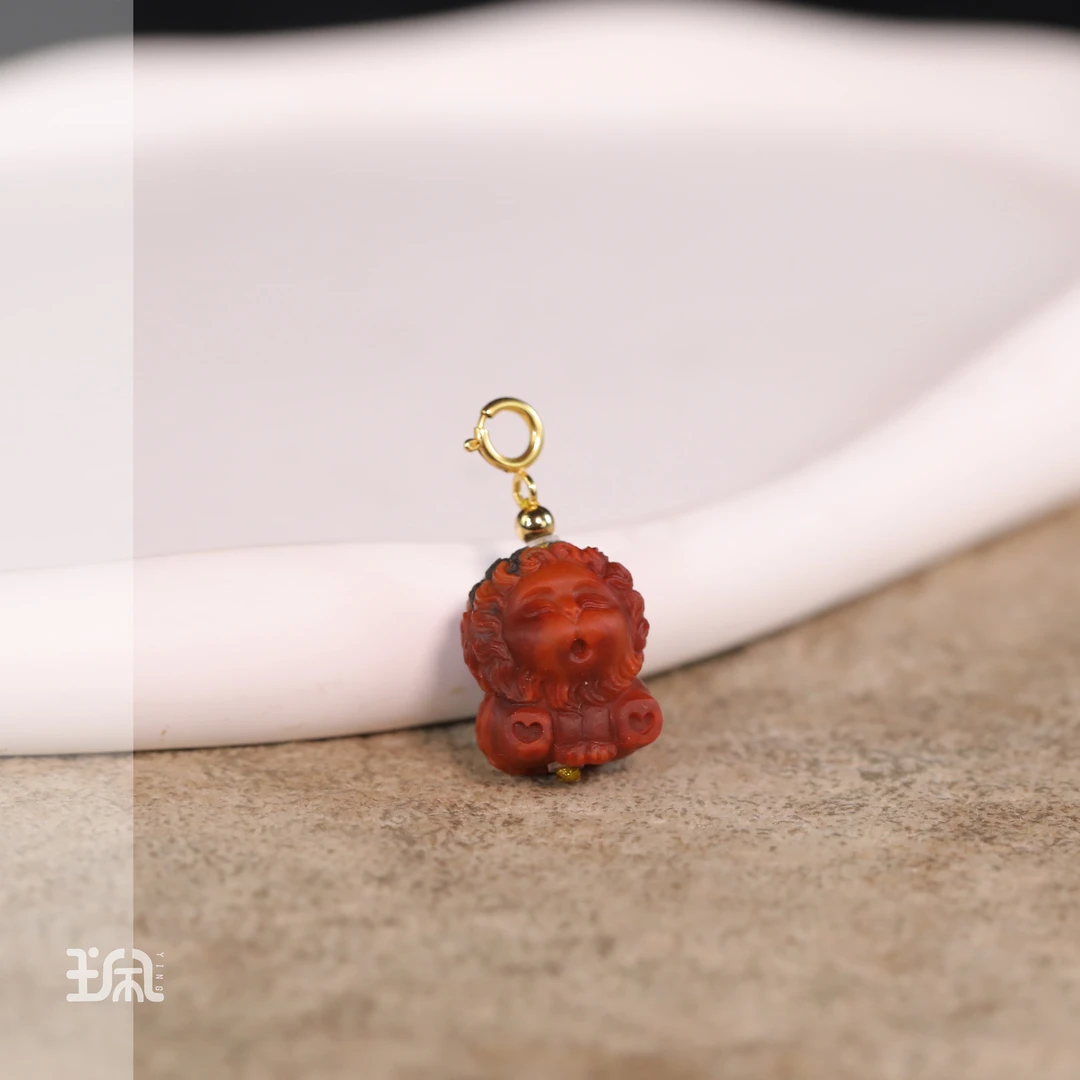 单坠/红狮子|南红*18K金镶嵌XYB25051921多样性发其一
