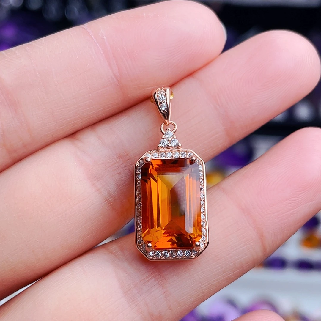 颈饰银S925镶嵌黄晶天然保真