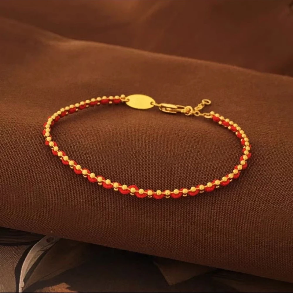 铜合金手链 新年红绳编织手绳精致本命年情侣红绳手链手饰串珠