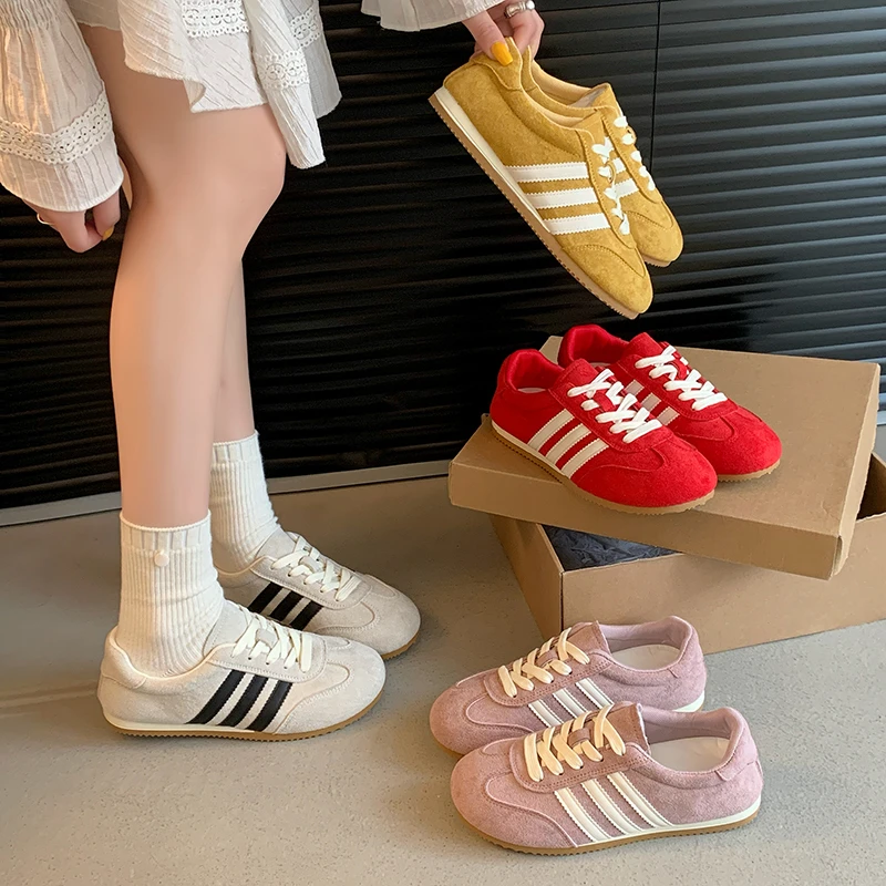 德训鞋女款三条杠2025新款网红款超轻软底休闲板鞋复古防滑阿甘鞋