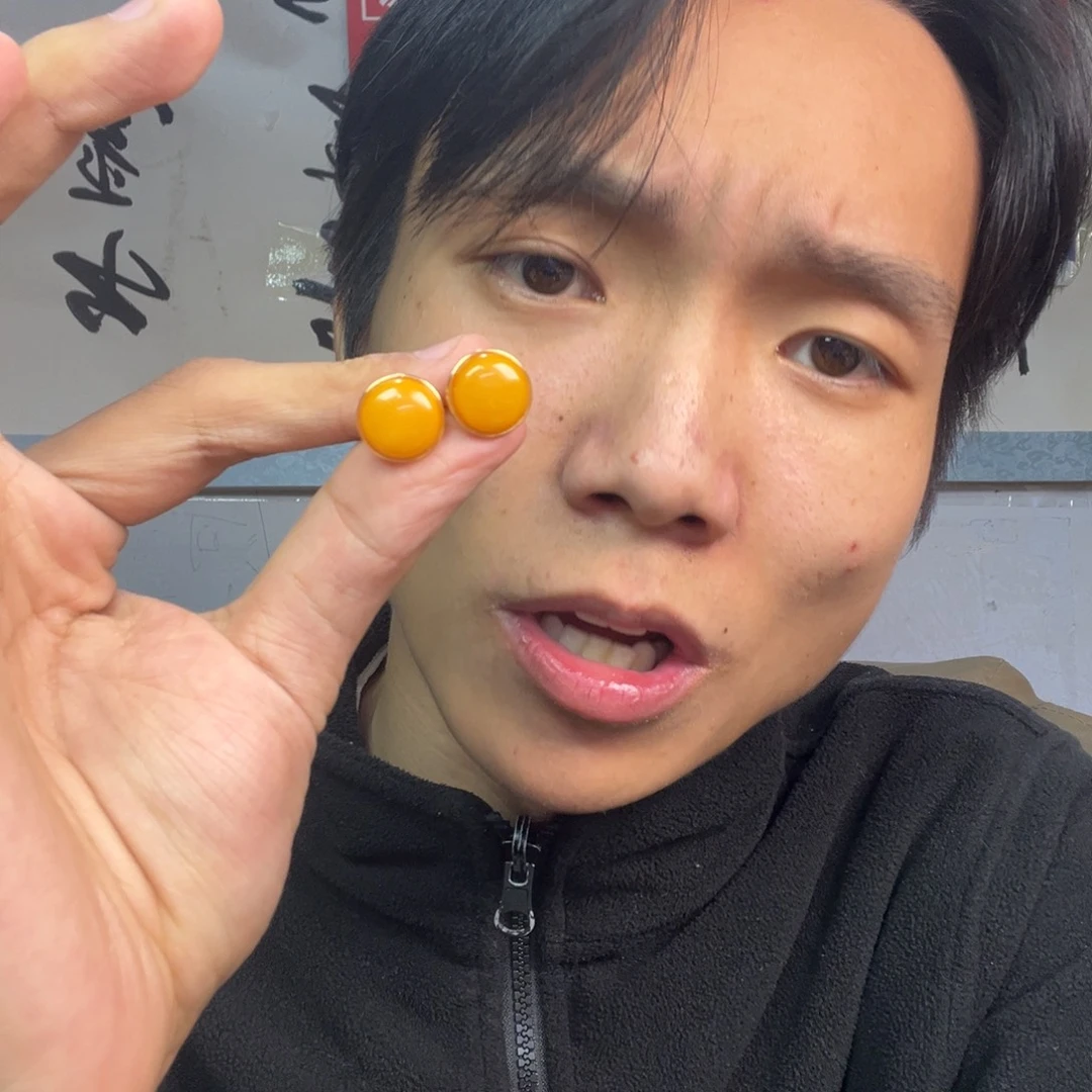 蜜蜡颈饰银S925镶嵌多样性高端老黄蜡蜜蜡耳钉