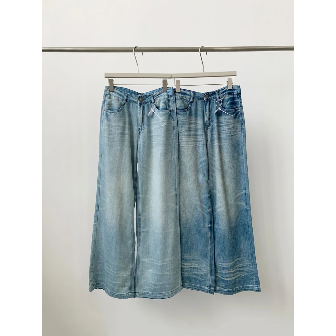 【福福!NO!NO!NO!】博主风复古水洗直筒微喇轻薄牛仔裤 Alter195