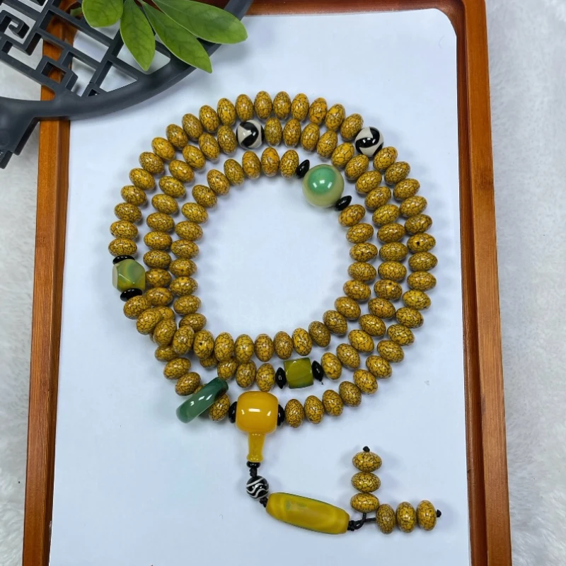 藏式回流星月菩提算盘籽开片脖挂108棵