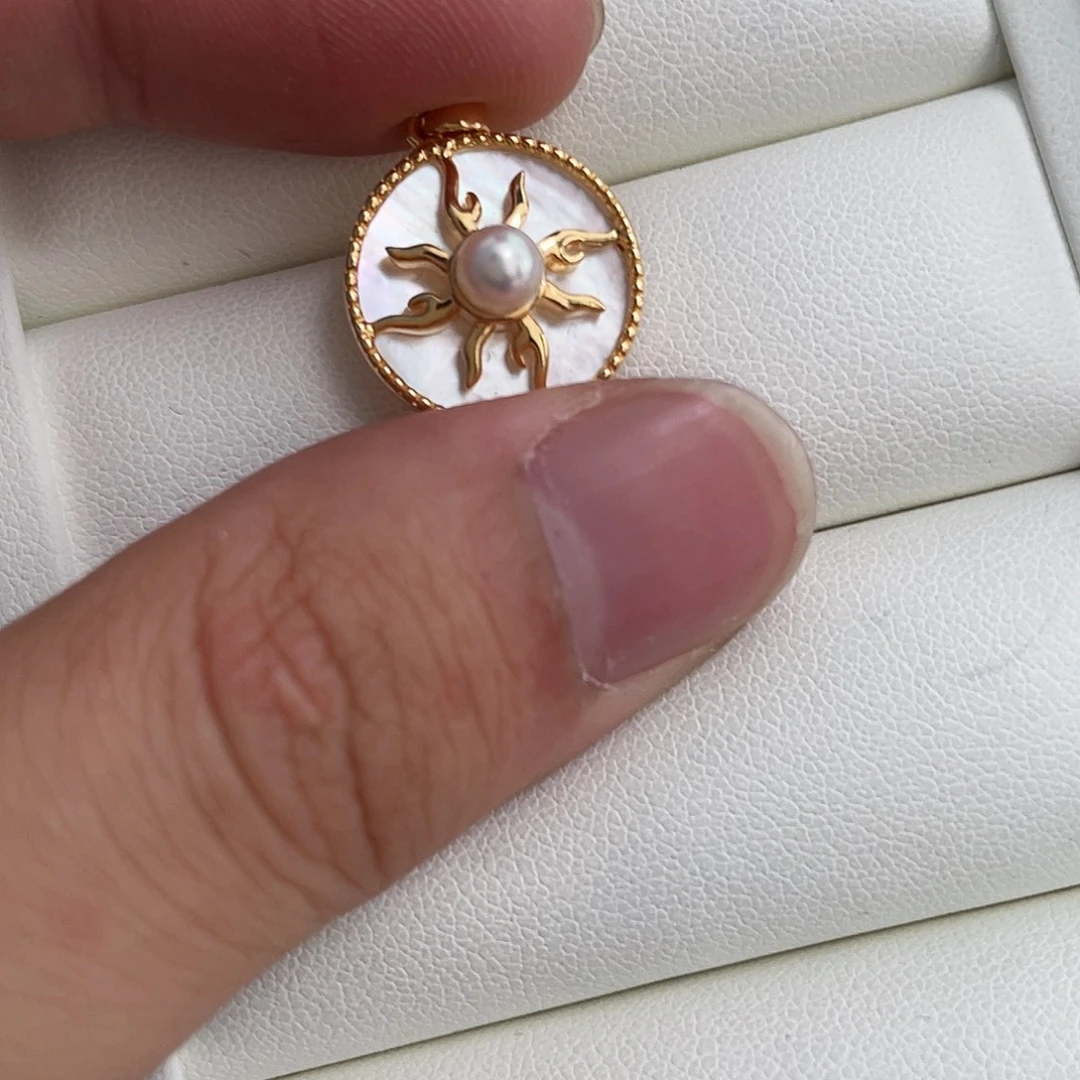 吊坠(不含链)银S925镶嵌海水珍珠