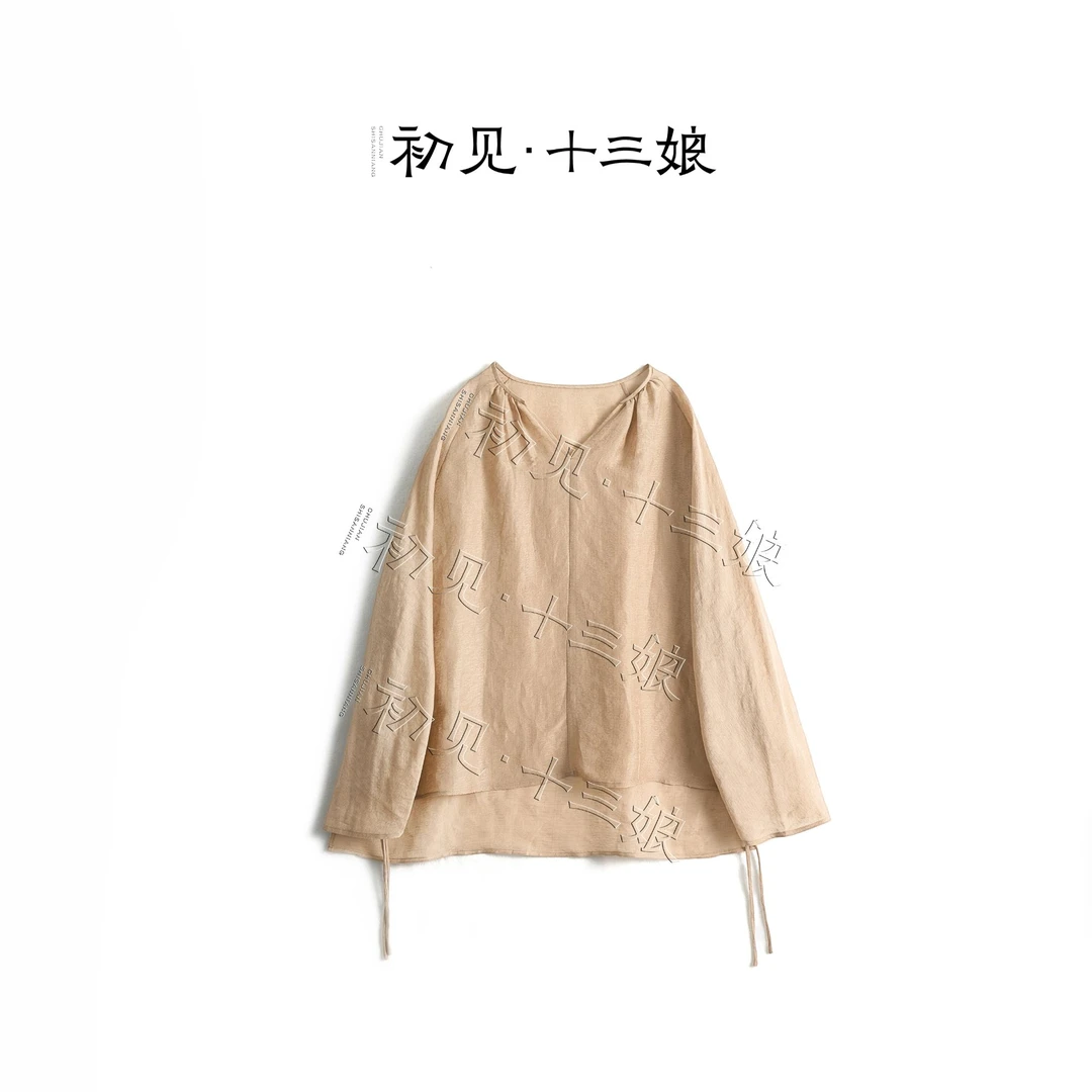 初见十三娘『木然春』手工高定丝麻衬衣夏季新中式国风禅意风日常