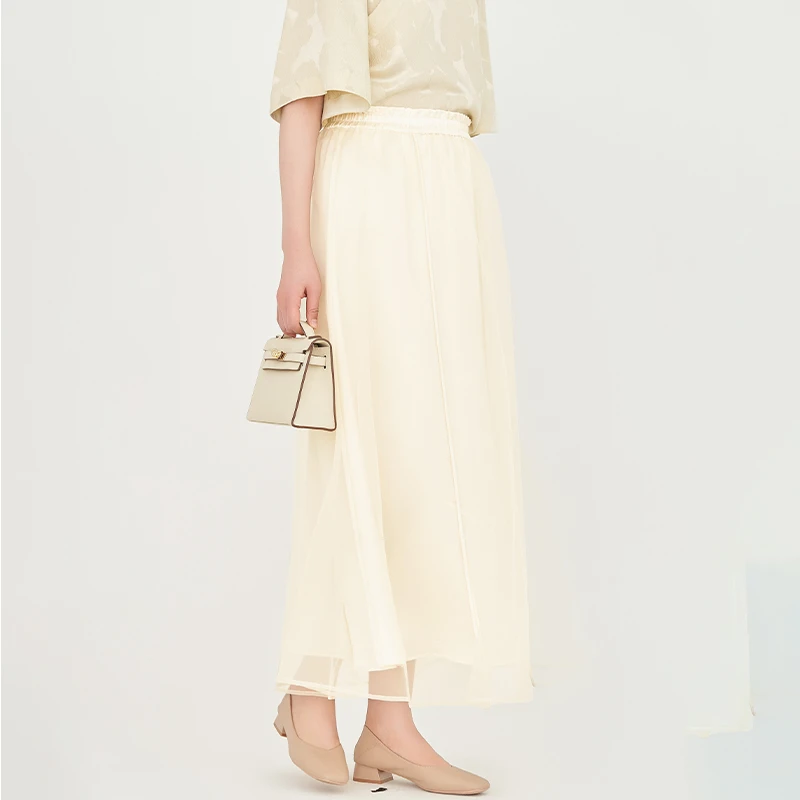 「浮云堂.风」钟乐.新中式改良半身裙女2025春中长款百搭显瘦纱裙