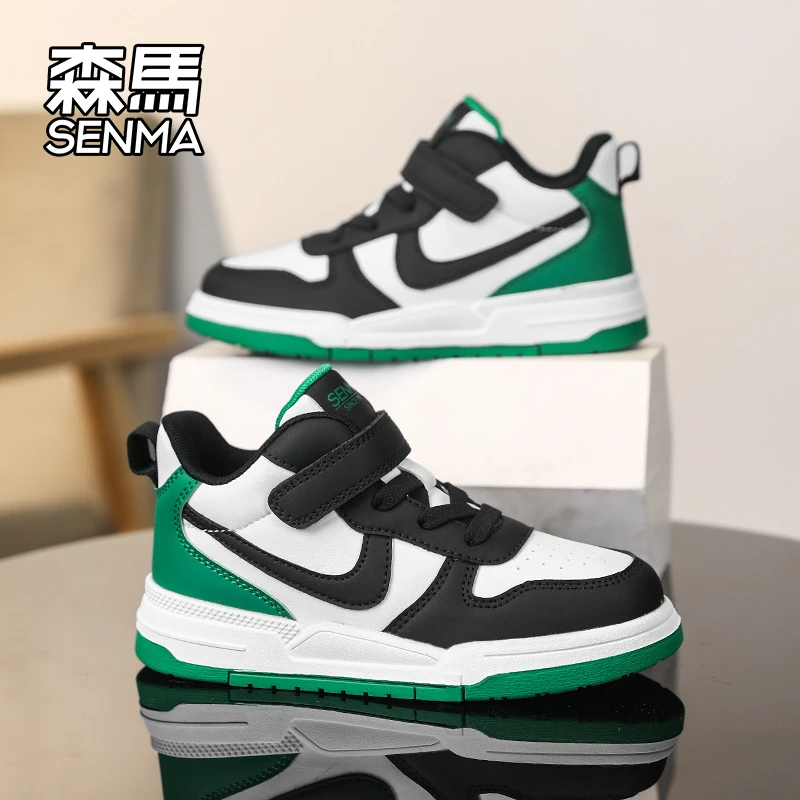 森马2025冬季儿童板鞋新款皮面防水舒适高帮鞋男孩休闲百搭运动鞋