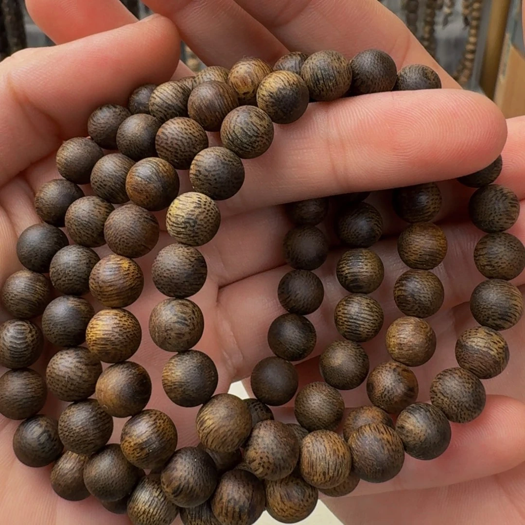 沉香手串棋楠沉香乌身九九沉圆珠卡8+保6+克手串多样性发一