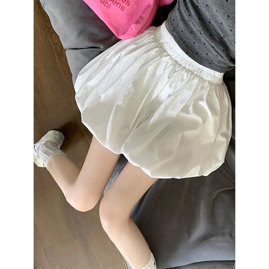 夏季新款高腰显瘦蓬蓬花苞裙裤女胖MM梨形小个子百搭A字半身短裙