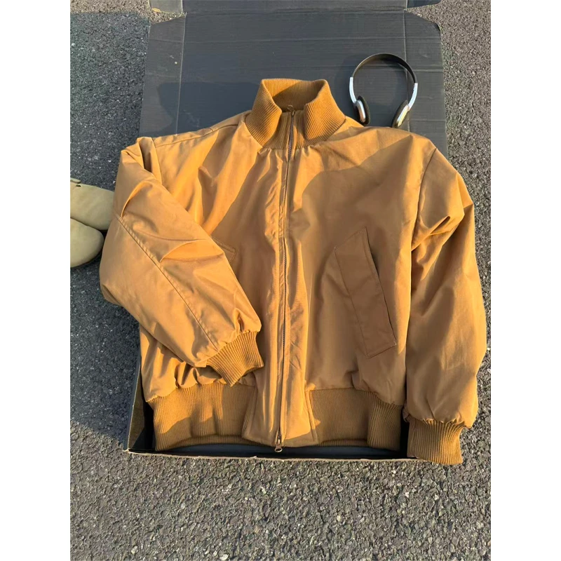 棕色cleanfit短款飞行员棉服外套男秋冬高级感工装夹克潮牌棒球服