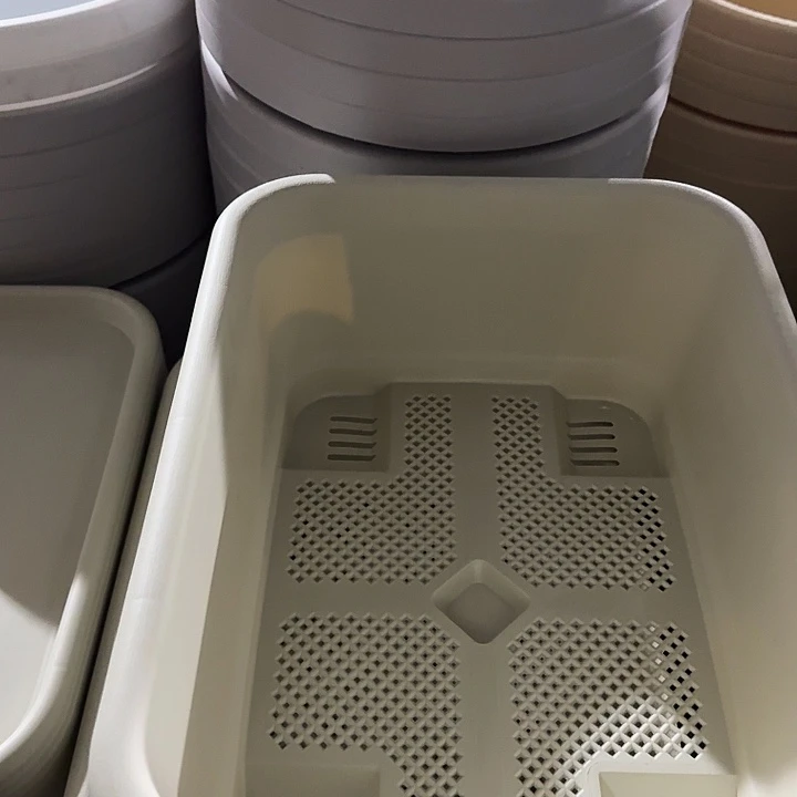 新款菜盆灰白带托3套