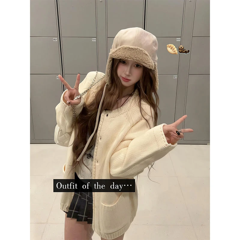 慵懒风毛衣外套女秋冬韩系穿搭针织开衫2025新款巨好看上衣半身裙