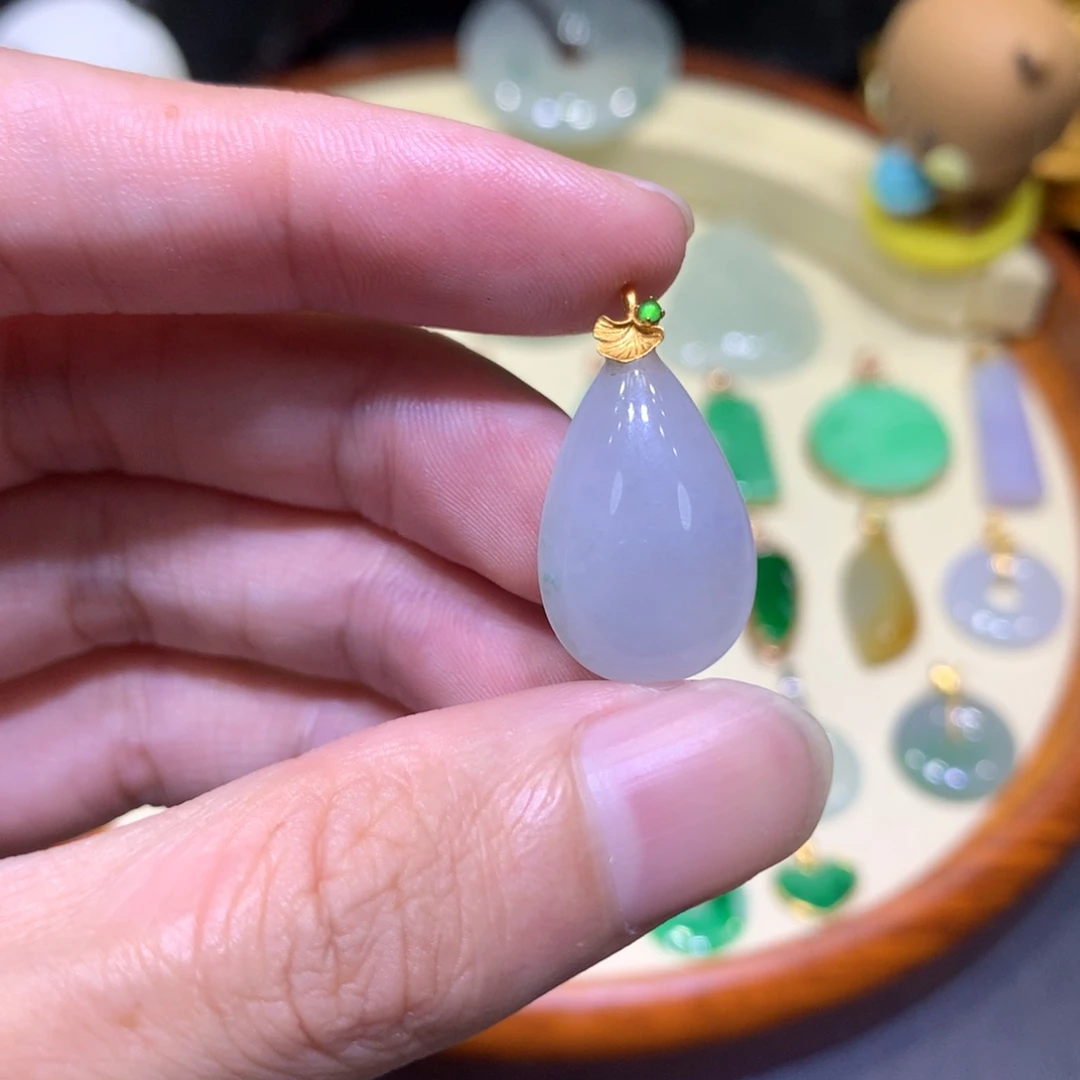 翡翠18K金镶嵌吊坠(不含链)