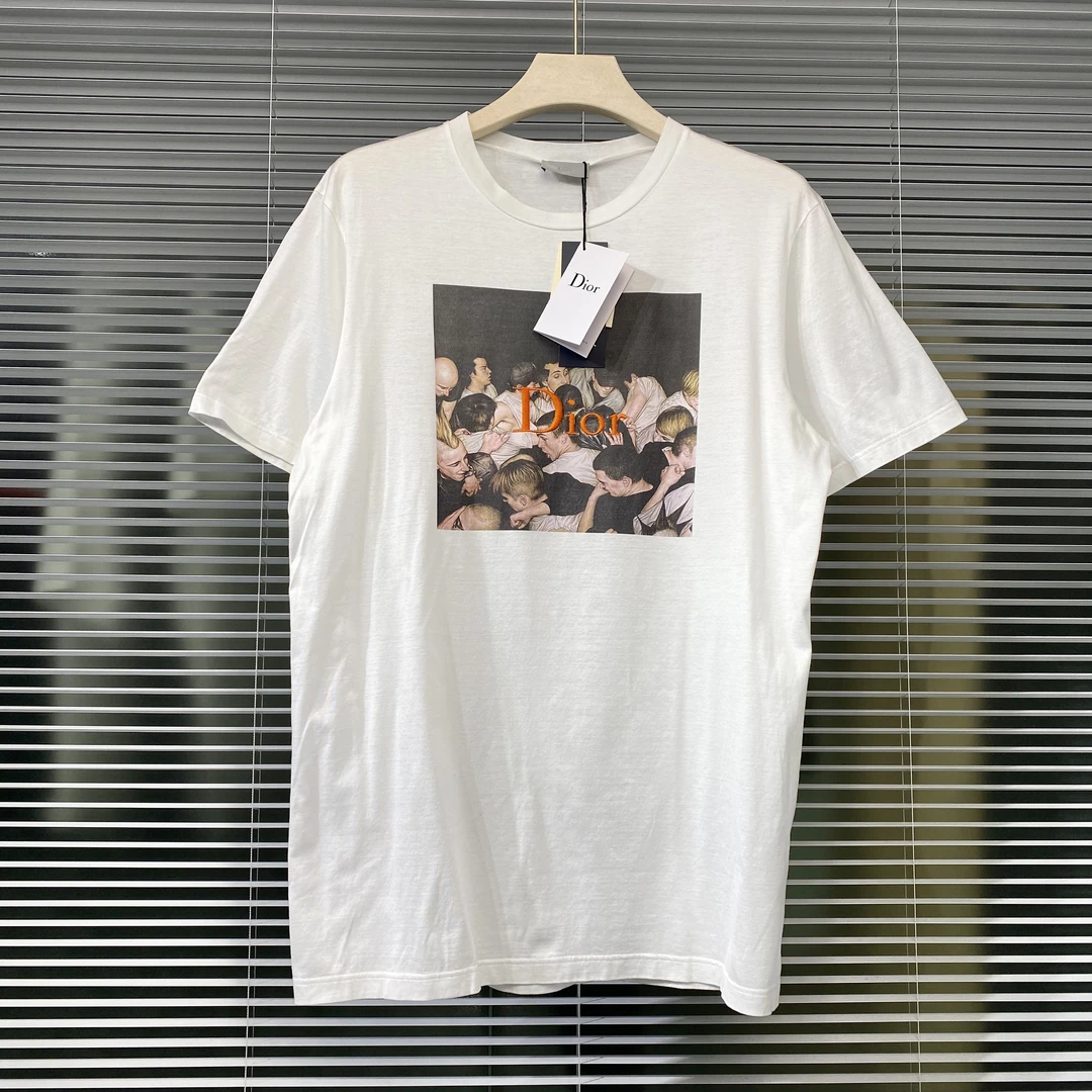 全新未使用 DIOR/迪奥 短袖 T恤 刺绣logo 人像印花 L码 wj15