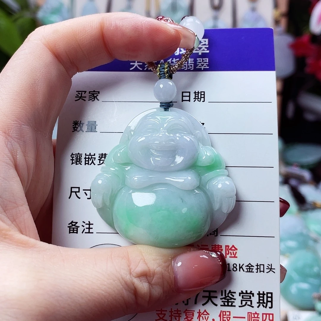 翡翠未镶嵌颈饰佛公35
