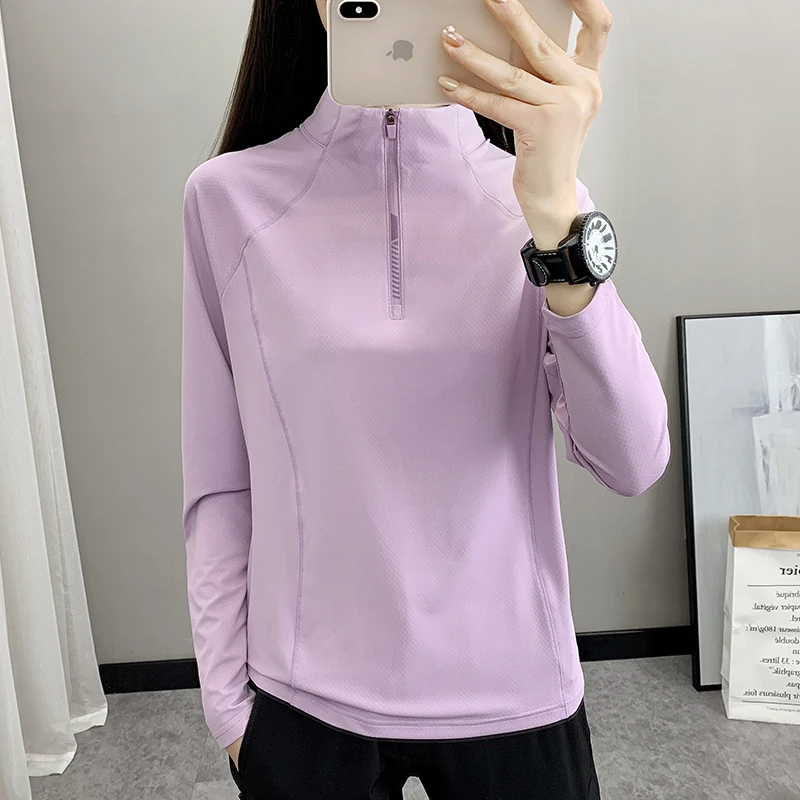 长袖速干T恤女户外运动透气吸湿排汗跑步防晒上衣春夏快干打底衫