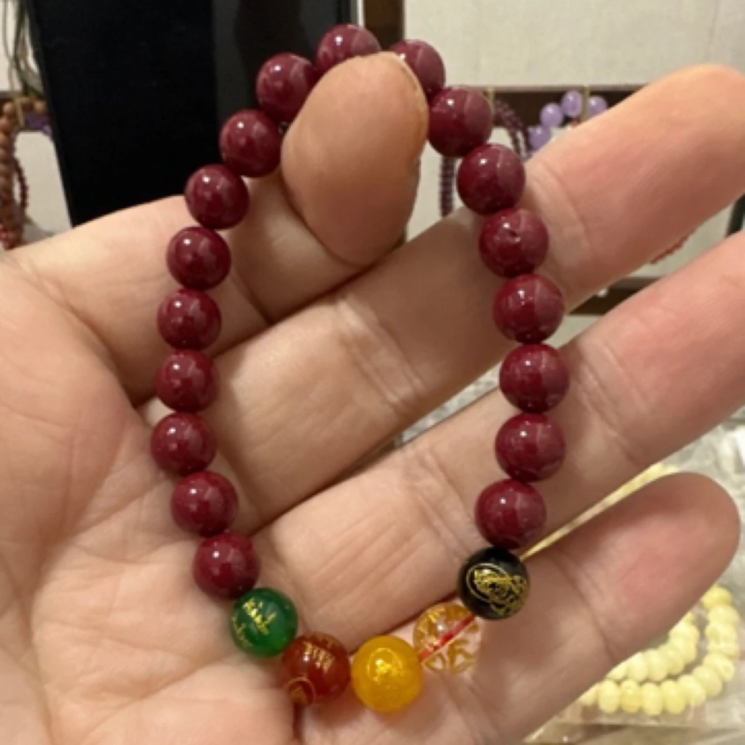 含辰砂工艺品紫金砂8mm手围16左右五路财神A109