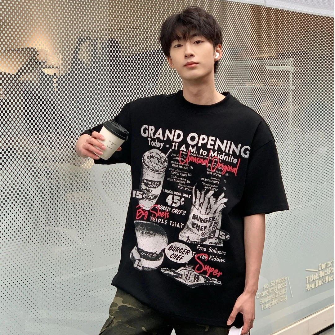 【ONEARTS短袖】2025夏季新款美式街头大印花宽松圆领纯棉短袖T恤