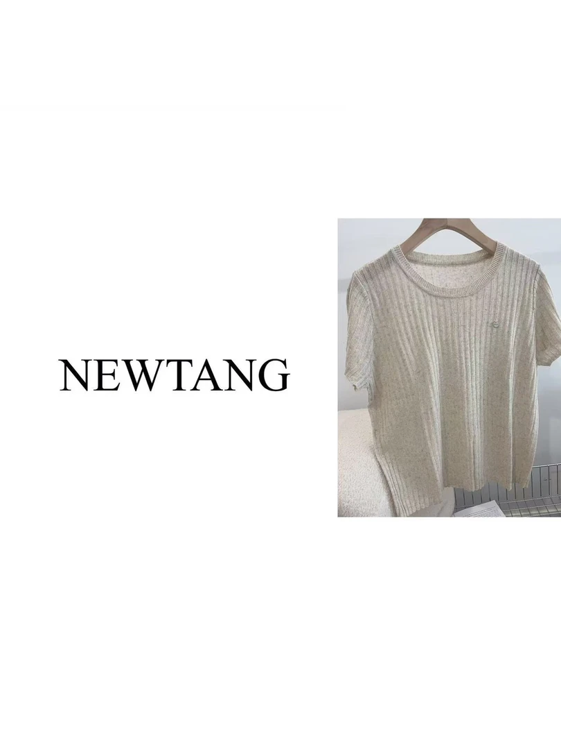 【竖条短袖】202春夏时尚竖条显瘦精致扣百搭短袖