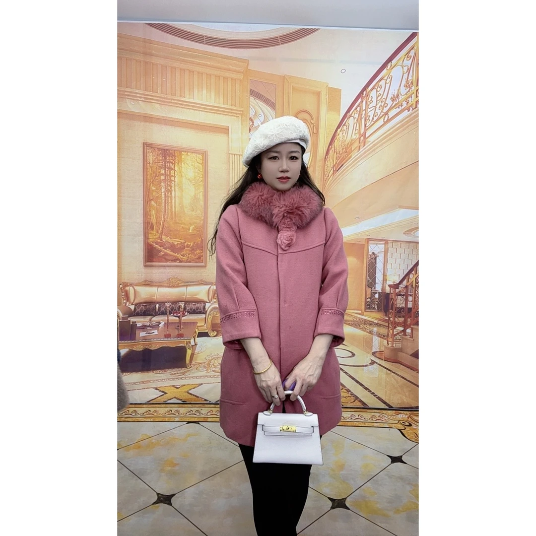 303冬季女装新款气质时尚秋冬羊绒大衣毛呢外套