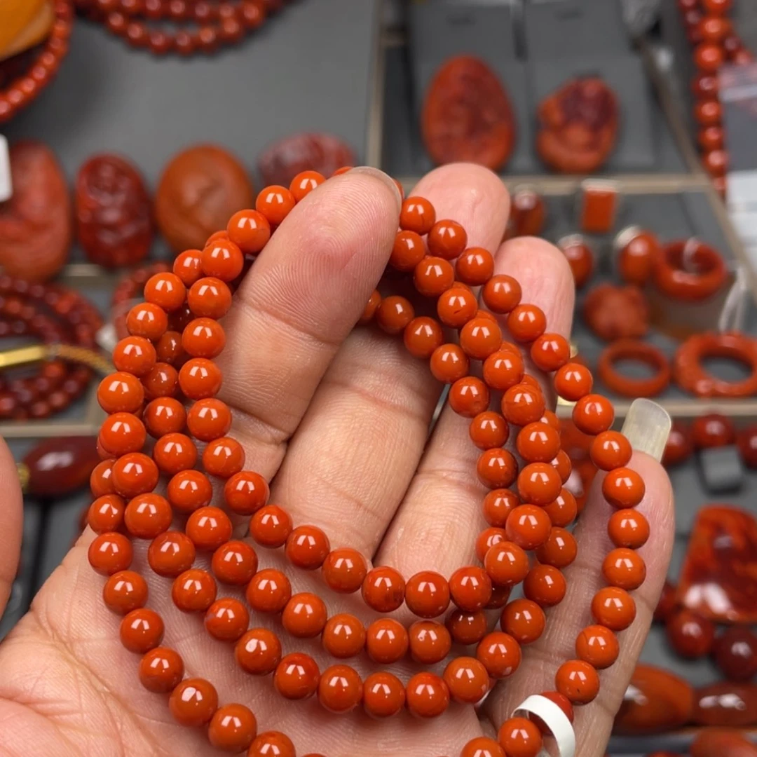 【闪购商品】南红玛瑙珠宝奇石未镶嵌多圈5➕