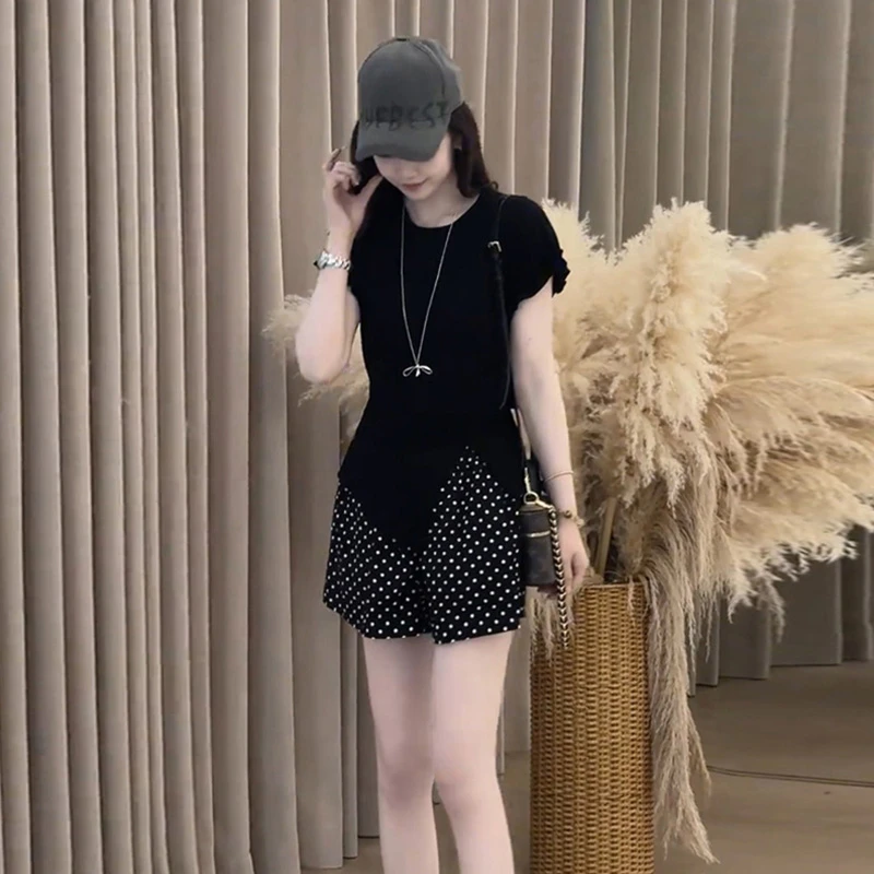 夏季潮流爆款个性绑带漂亮休闲气质百搭洋气宽松显瘦时髦女士套装