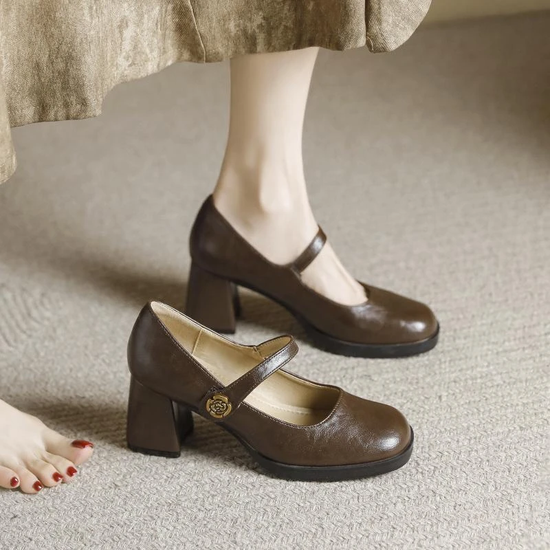 绝美温柔晚晚风气质高跟鞋女春秋小皮鞋春款配裙子玛丽珍单鞋