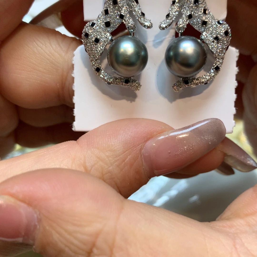 海水珍珠耳饰银S925镶嵌