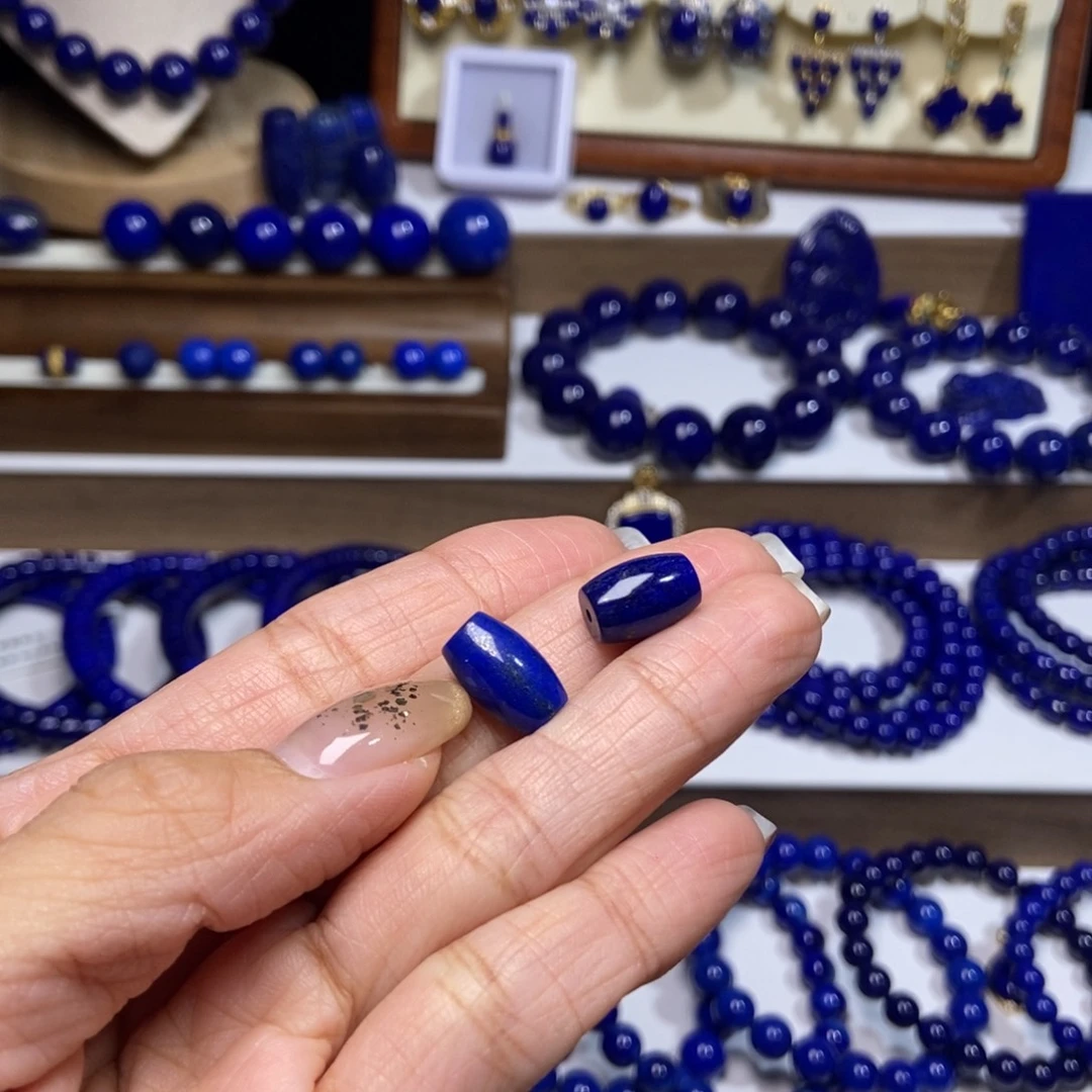 青金石未镶嵌桶珠 多样性发其一