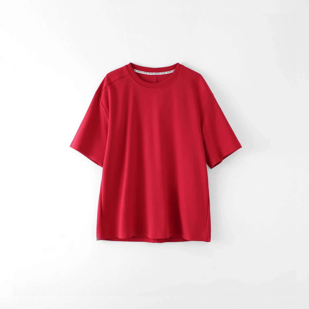 今婷韩版时尚休闲日常简约舒适宽松百搭圆领纯色T恤女--M25106316