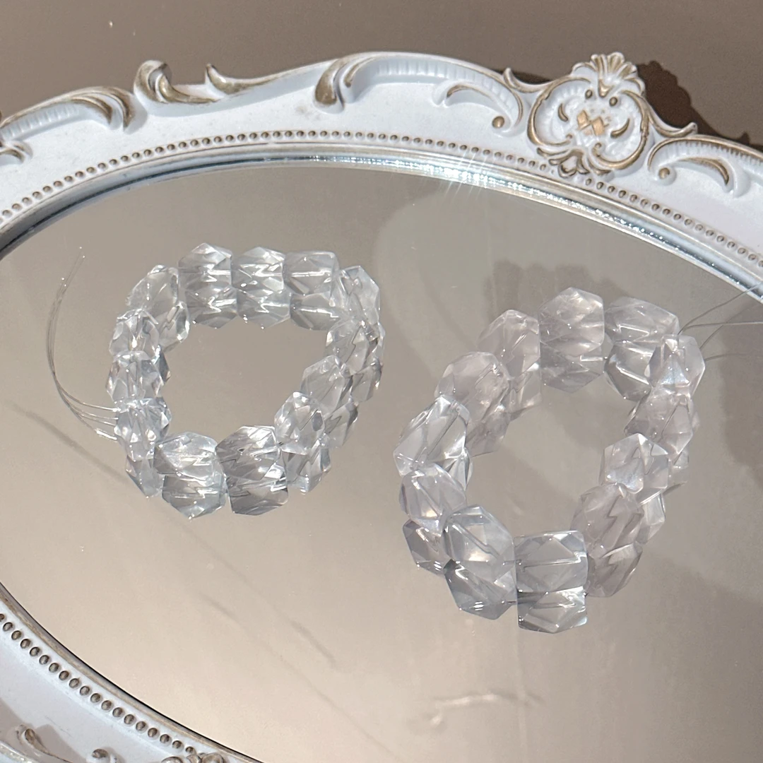 SG2298-［切面奶白晶冰块素串］水晶手串均有瑕色差多样发