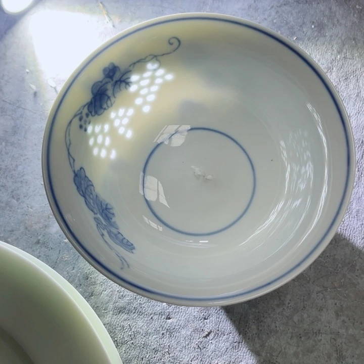 青花玲珑5寸饭碗葡萄