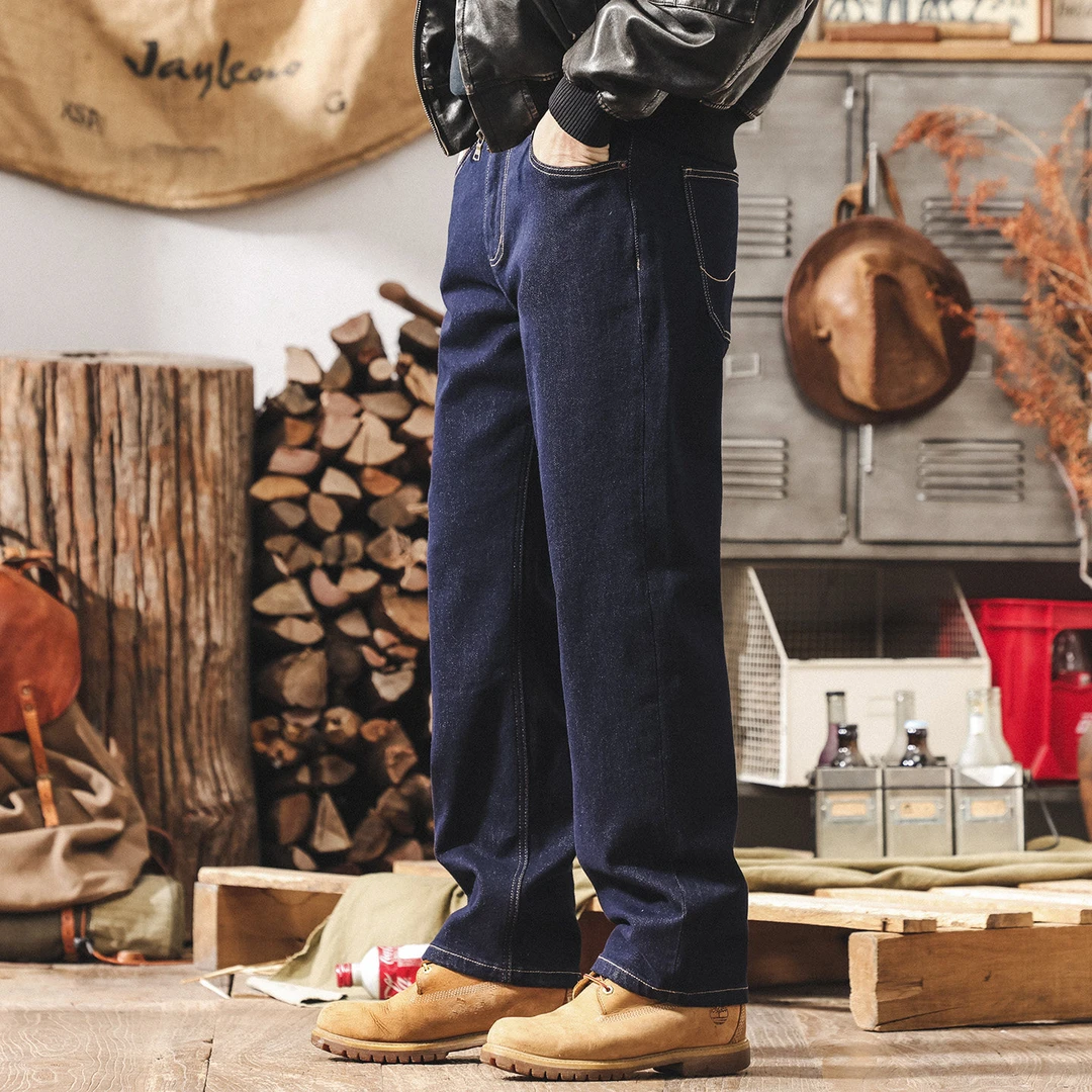 美式复古经典原色牛仔裤男春季新款宽松直筒大码裤子春秋休闲长裤