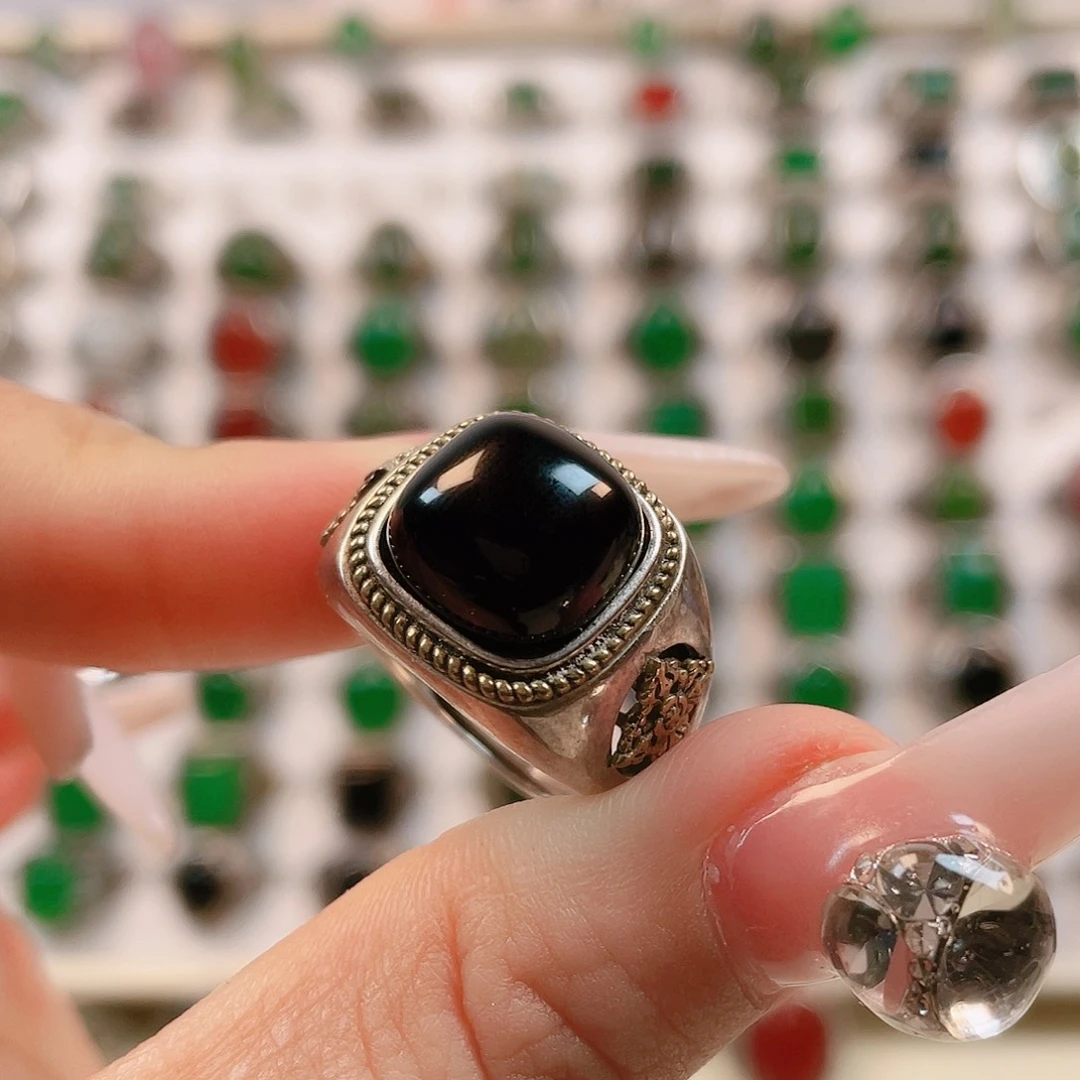 银S925镶嵌戒指玛瑙/玉髓