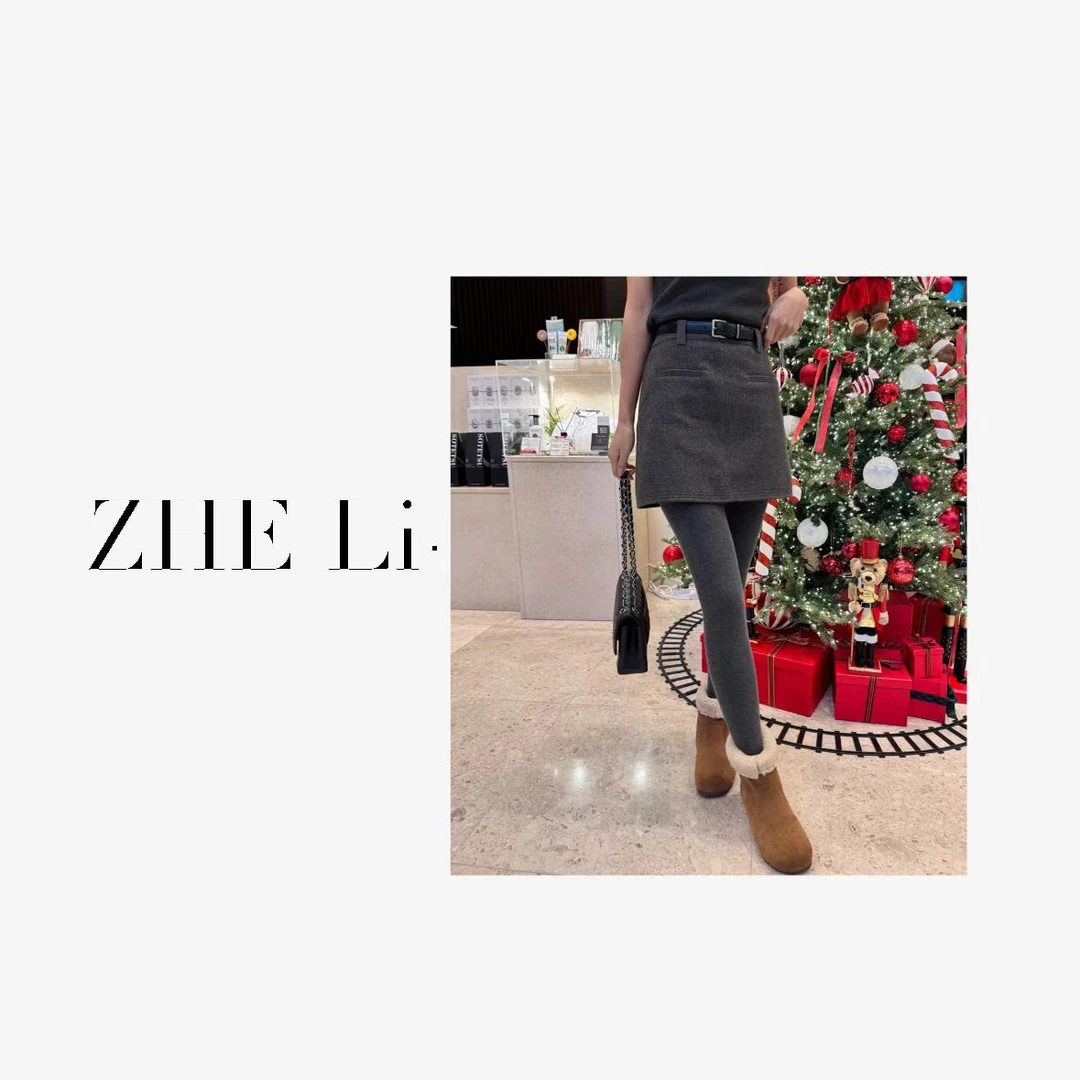 od’here 灰色高质感后拉链半裙