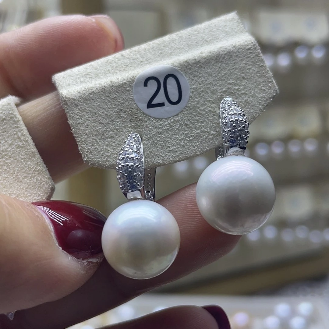 淡水珍珠耳饰银S925镶嵌