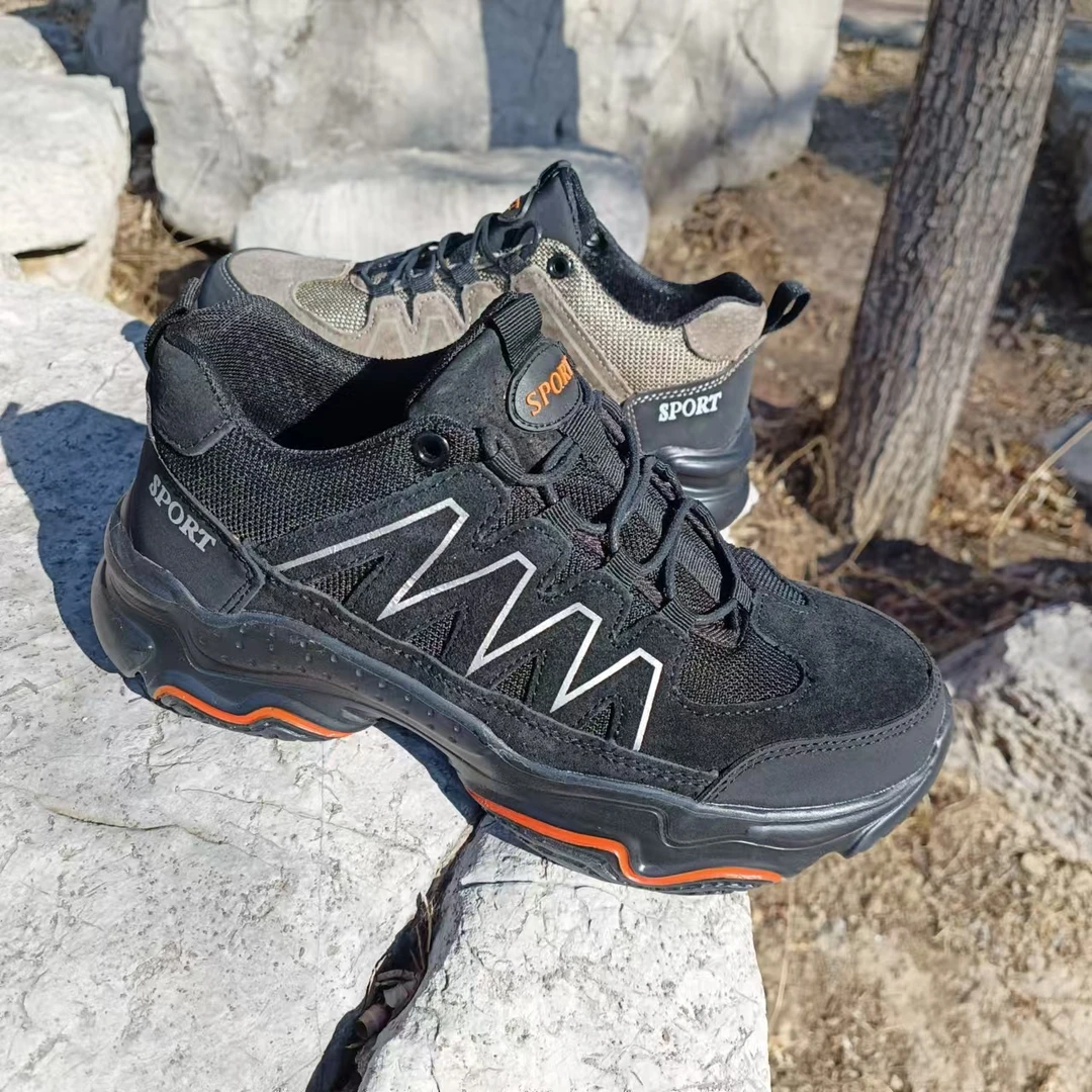 透气老爹鞋头层真皮猪皮实心底耐磨轻便男鞋厚底时尚黑色男款系带