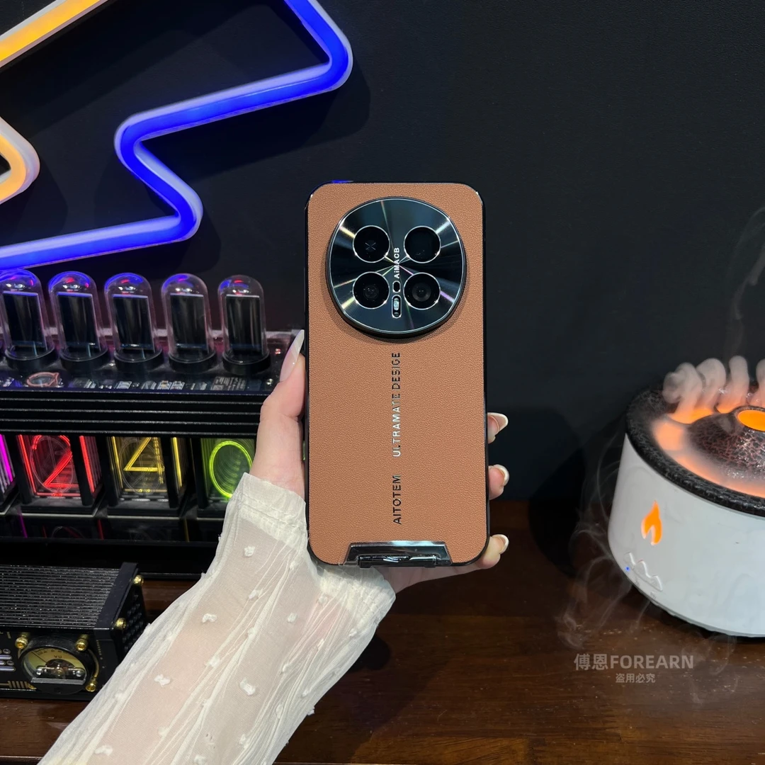 适用于荣耀magic8pro手机壳magic8拉杆支架素皮保护套新款直边