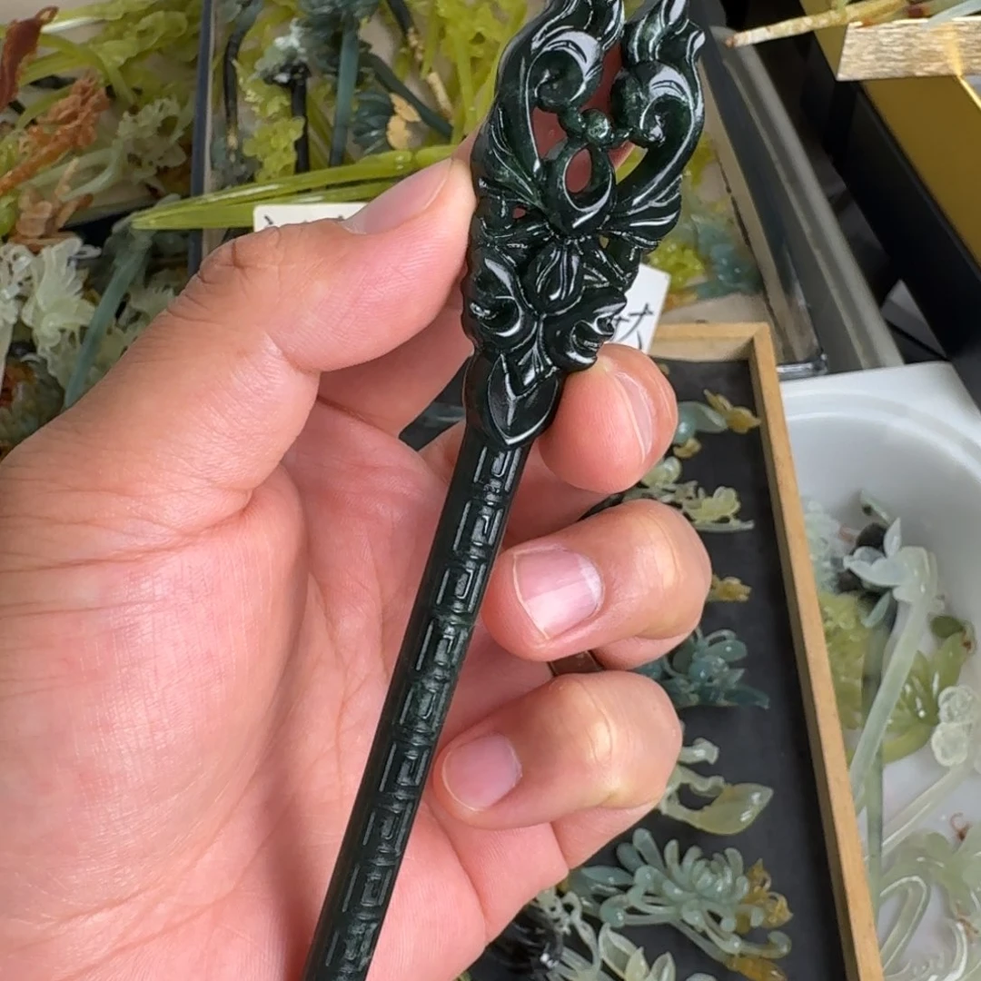 岫玉未镶嵌发饰明君玉簪就是好看