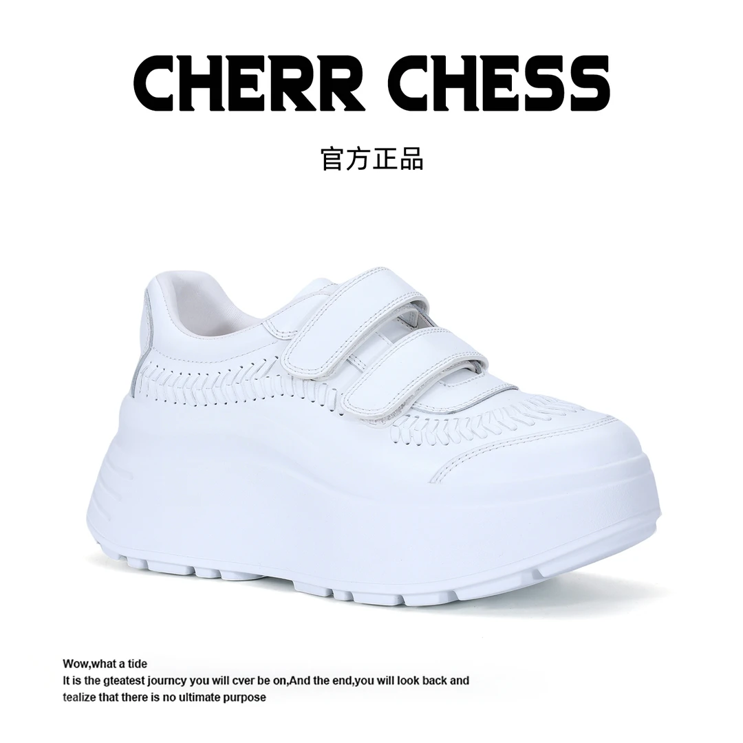 魔术贴麦穗纹小白鞋鱼骨纹厚底增高鞋休闲鞋HK251001XX